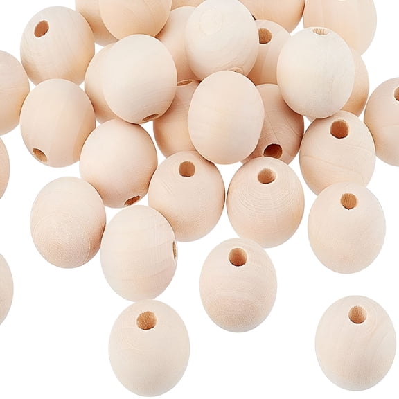 BESTSKY 50 Pieces 25mm Unpainted Round Wooden Beads