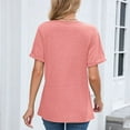 thumbnail image 5 of VEKDONE Short Sleeve V-Neck Tunic Tops for Women Solid Color Basic Pullover Top Summer Soft Lightweight Lounge Blouse Housewear Shirts Pink XL, 5 of 5