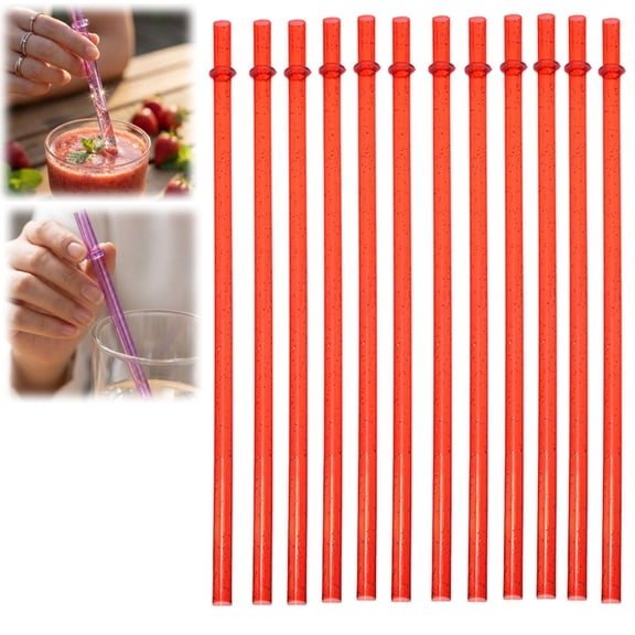 Bisitoy 12 Piece Reusable Plastic Thick Drinking Straws Thickened Beverage Straws for Party Juice and Household Use