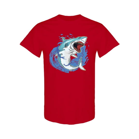 Shark With Splashes Of Water T-Shirt Men -Image by Shutterstock, Male Large