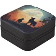 thumbnail image 2 of Wolf under Moonlight Travel Jewelry Case,Portable Small Jewelry Box, Necklace Earrings Travel Jewelry PU Leather Box,Christmas Gift for Women Girl Women Gifts, 2 of 7