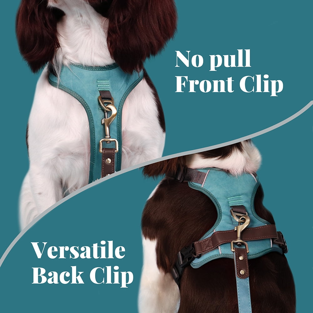 Didog No Pull PU Leather Dog Harness Adjustable Pet Sport Vest with Handle Quick Fit