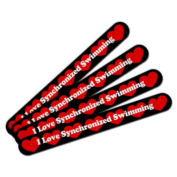 I Love Synchronized Swimming Double-Sided Nail File Emery Board Set 4 Pack