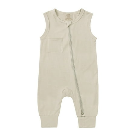 

Newborn Infant Baby Cotton Rompers Footless Pajamas Zipper Sleeveless Sleeper Jumpsuit Summer Clothes