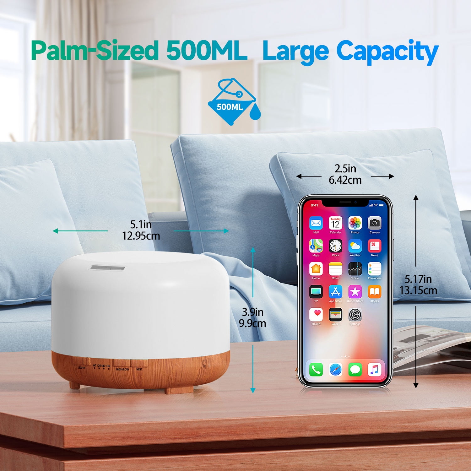 Fimilo 500ml Upgraded Water Scent Diffuser, Oil Diffuser with Remote Control, Aromatherapy Fragrant Oil Air Humidifier for Large Room/Home/Office/Car/Mother Gift