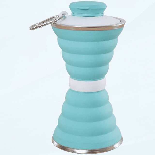 Collapsible Water Bottles, Foldable Water Bottles for Travel, Ultra-Packable Collapsable Water Bottle, Silicone Water Bottle, Portable Collapse Water Bottles for Travel. (Blue)