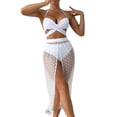 thumbnail image 2 of Glisme White Bikini Sets For Women Solid Color Long Skirt Mesh Sun Three Piece High Waist Split Swimsuit For Swimming Lessons, 2 of 4
