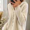 thumbnail image 7 of Fesfesfes Women's Casual Blouses Leisure Temperament Solid Color V-Neck Long Sleeved Tops Ribbed Neckline Cuffs Button-Front Knit Sweater(Beige#3,M), 7 of 7