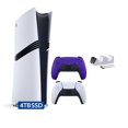thumbnail image 1 of PlayStation 5 Pro 4TB SSD Digital Console with Two Controllers, White and Galactic Purple DualSense and Mytrix Dual Controller Charger - Flagship PS5 Pro Console, 1 of 9