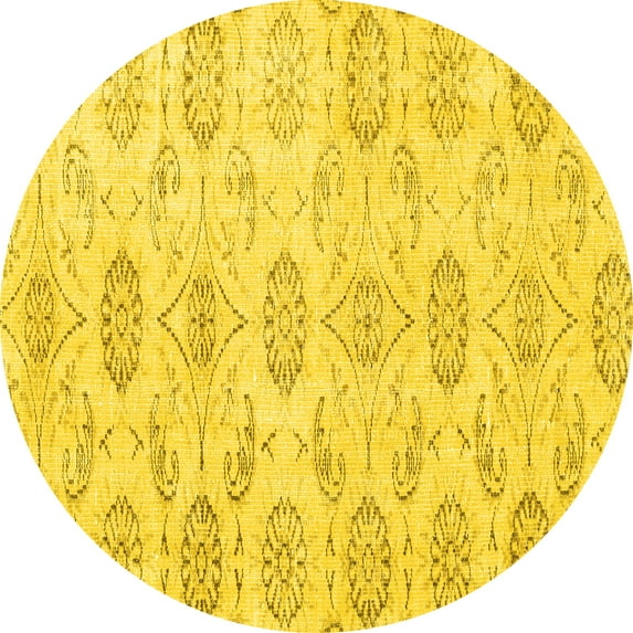 Ahgly Company Indoor Round Persian Yellow Traditional Area Rugs, 6' Round