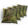 thumbnail image 5 of Ambesonne Rustic Throw Pillow Cover 4 Pack, Barn Door and Summer Blooms, 18", Fern Green Sepia and Yellow, 5 of 7