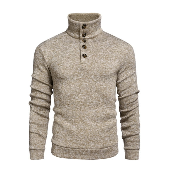 Coshow Men's Knitted Sweater Slim Fit Pullover Casual Warm Sweater with Shawl Collar