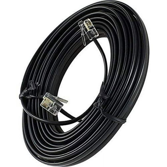 25 FEET Black Phone Telephone Extension Cord Cable LINE Wire with Standard RJ-11 Plugs