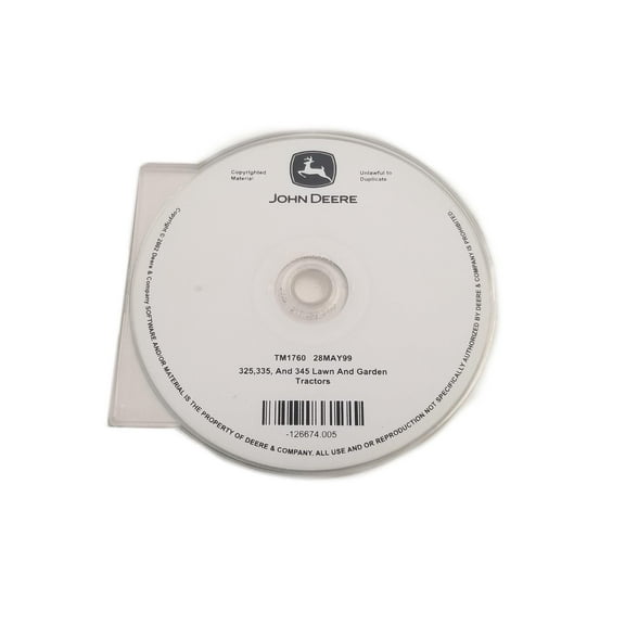 John Deere 325/335/345 Lawn & Garden Tractor Technical Manual CD - TM1760CD