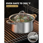 Cook N Home Basics Stainless Steel Cookware Set - Includes Saucepan, Stockpots, Frying Pan with Glass Lids, 12-Piece
