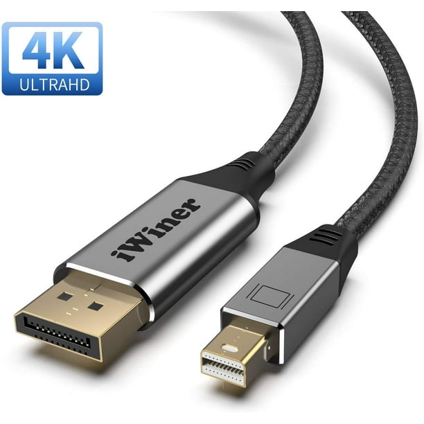 Câble Mini DisplayPort vers DisplayPort, iWiner 6Ft 4K@60Hz Thunderbolt vers  Displayport Bidirectionnel (Thunderbolt / 