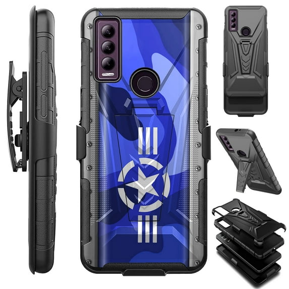 Compatible with Cricket Ovation 3 | AT&T Motivate Max; Hybrid Luxguard Holster Phone Case Cover (Air Force Star)