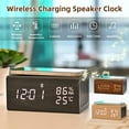 thumbnail image 3 of Electime Wooden Digital Alarm Clock with Wireless Charging, Bluetooth Speaker, Temperature, Humidity, 3 of 13