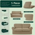 thumbnail image 3 of Set of 5 Stretch Check Spandex Jacquard Sofa Covers (Medium, Sand), 3 of 6