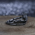 thumbnail image 4 of Oval Cut Alexandrite Engagement Ring Set&nbsp;in 14K Black Gold Vermeil- Gothic Wedding Ring Bridal Set Unique Promise Rings, 4 of 6