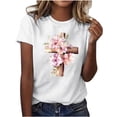 thumbnail image 2 of Inverlee Floral Cross Print Tee for Women Summer Trendy Short Sleeve T-shirts Dressy Casual Petite Tops, 2 of 5