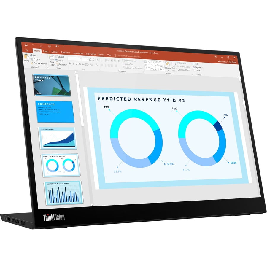 Lenovo ThinkVision M14d 14" Class WXGA+ LED Monitor, 16:10, Raven Black