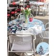 thumbnail image 4 of Outdoor Tablecloth with Umbrella Hole and Zipper, Blue Christmas Round Table Cloth 60 Inch Waterproof Tablecloth, Snowman Pine Tree Ball Winter Snow Scene Picnic Table Cover for Patio Camping, 4 of 7