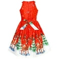 thumbnail image 2 of Girls Dress Red Christmas Reindeer Snow Xmas Tree Party 10 Years, 2 of 6
