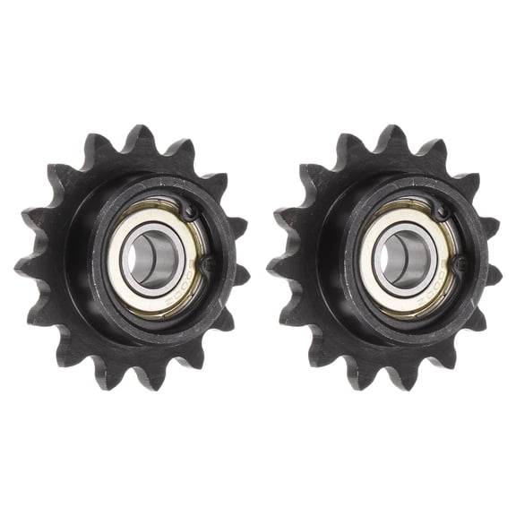 2 Packs ANSI #35 Roller Chain Idler Sprocket 10mm Bore, 3/8" Pitch, Hardened 15 Tooth Tensioner Sprocket