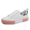 thumbnail image 5 of JABASIC Women Fashion Sneakers Low Top Comfort Lace-Up Platform Shoes (11,White/Pink), 5 of 6