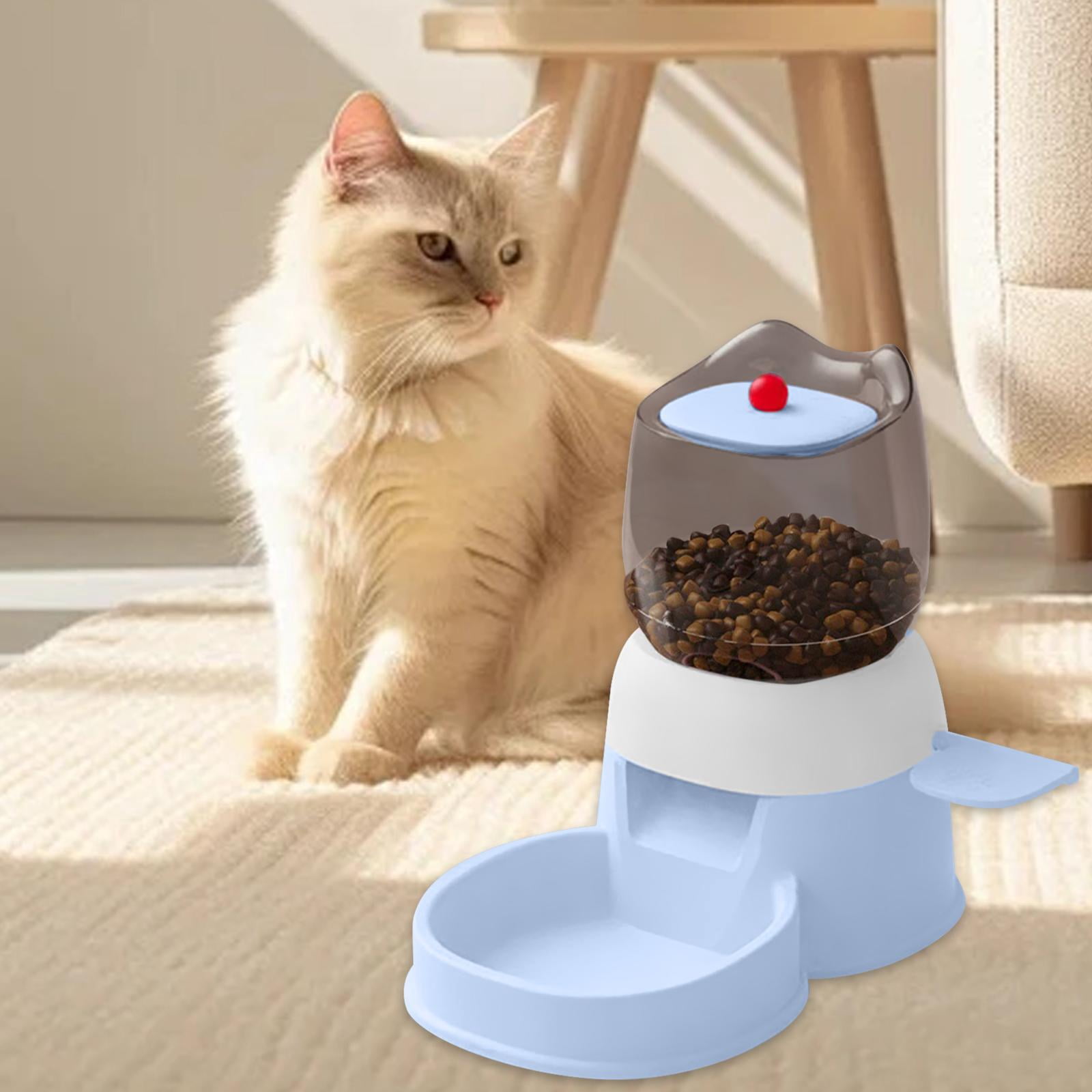 Serenable Automatic Pet Feeder,Outdoor Pet Dispenser,Press to feed,2L Cat Food Water Dispenser,Pets Automatic Feeder for Kitten Cat Dog blue