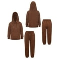thumbnail image 3 of TSSOE Kids 2 Piece Tracksuit Plain Sweatsuit Boys Girls Hooded Sweatshirt Jumper with Jogger Coffee 110, 3 of 9