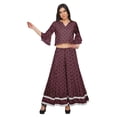 thumbnail image 5 of Moomaya Printed Long Palazzo And V- Neck Crop Top Set For Women Ethnic Dresses, 5 of 6