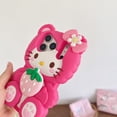 thumbnail image 5 of Cute 3D Strawberry Phone Case, Cartoon Silicone Protective Cover for iPhone 17 Pro Max 16 Plus 13 14 15 Plus 16 Pro Max, Kawaii Pink Kitty Flower Bow Design for Women Girls, 5 of 11