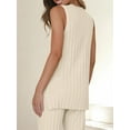 thumbnail image 3 of 2 Pieces Outfits Sleeveless Knit Top & Pants Sets Lounge Long Pajamas Set, 3 of 5