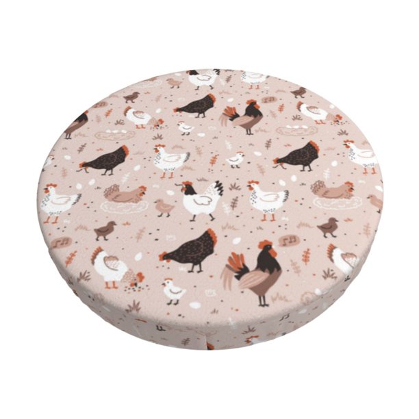 Balery Funny Chicken Fundas de asiento para taburete de bar redondo de tela de terciopelo ajustables que protegen de arañazos y manchas para sillas de 14 a 17 pulgadas.-14 inch