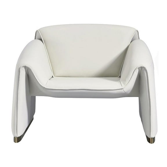 American Eagle Design EK-Y1011-IV Modern Ivory Top Grain Leather Accent Chair