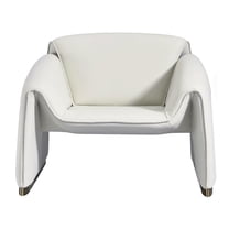 American Eagle Design EK-Y1011-IV Modern Ivory Top Grain Leather Accent Chair