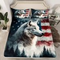 thumbnail image 2 of Castle Fairy Children Teenagers Animal Wolf 4 Pieces Queen Sheet Sets,Vintage American Flag Ultra Soft Flat Sheet,Smooky Jungle Wildlife Queen Fitted Sheet,Breathable Home Decor, 2 of 7