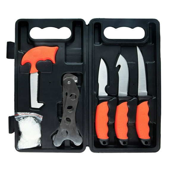 Dispatch Hunting Field Dressing Kit，6 Pieces Butcher Game Processing Kit with Caping & Boning Knives, Gut Hook Skinning Knife, Bone Saw, Ribcage Spreader in Hard Case