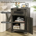 thumbnail image 2 of Vabches Farmhouse End Table for Living Room with Charging Station, Nightstand for Bedroom with Drawer and Adjustable Shelves, 2 of 8