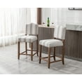 thumbnail image 2 of Guyou 26" Farmhouse Wooden Bar Stool Set of 2, Mid Century Linen Upholstered Counter Height Kitchen Island Chair with Nailhead Trim and Back for Restaurant Bar Bistro, Brown Stripe, 2 of 13