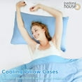 thumbnail image 6 of Cooling Touch Blanket with 2 Pillow Cases for Hot Sleepers and Night Sweats, Cooling Fiber, Breathable Bamboo Viscose Backing, 3 Pieces Lightweight Bedding (Blue Color, 90x90 inches), 6 of 9