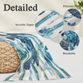 thumbnail image 6 of Teal Blue Turtle Coastal Queen Size Pillow Cover,Pillowcase Protectors with Zipper,Breathable Decorative Throw Pillow Case Cover,Vintage Stripe Botanical Beach Pillow Shams for Couch Sofa 20x30Inch, 6 of 8