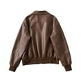 thumbnail image 6 of Herrnalise Jackets For Women Fashionable Street Short Lapel Motorcycle Jacket Jacket Shackets For Women 2024 fall Brown,S, 6 of 8
