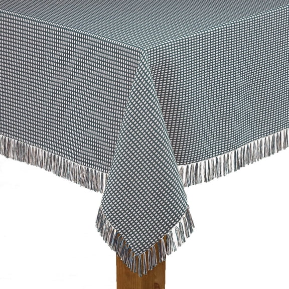 Homespun Check 100% Cotton Woven Fringed Tablecloth 52"X52", Hunter