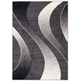 thumbnail image 2 of Living Room Bedroom Dining Room Rug, Modern Black Abstract Wave Pattern Short Pile Thin Soft Lightweight 100 x 140 cm, 2 of 4