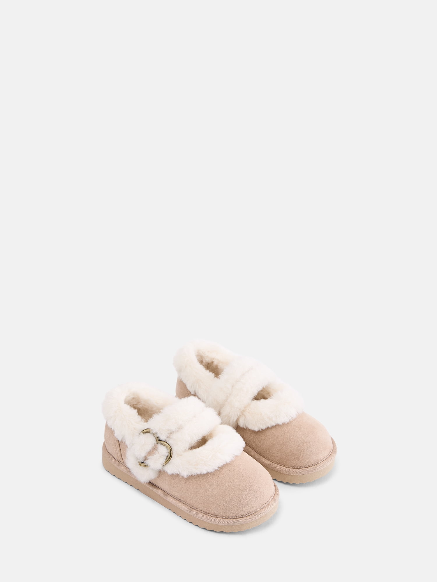 Wonder Nation Toddler, Little and Big Girls Faux Shearling Mary Jane Slippers