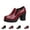 Red, variant on Oxford Shoes for Women Vintage Plaid Leather Non Slip High Block Heels Slip On Round Toe Business Work Dress Shoes Red 42(US-9)