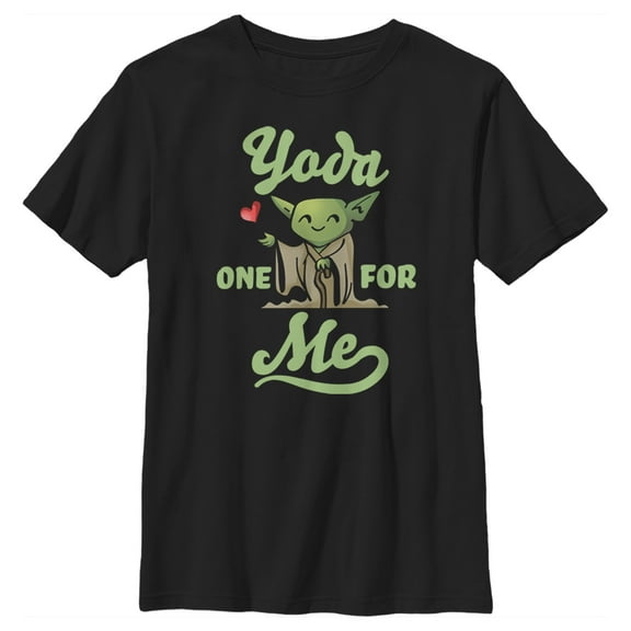 Boy's Star Wars Valentine's Day Yoda One for Me Black  Graphic Tee Black Small